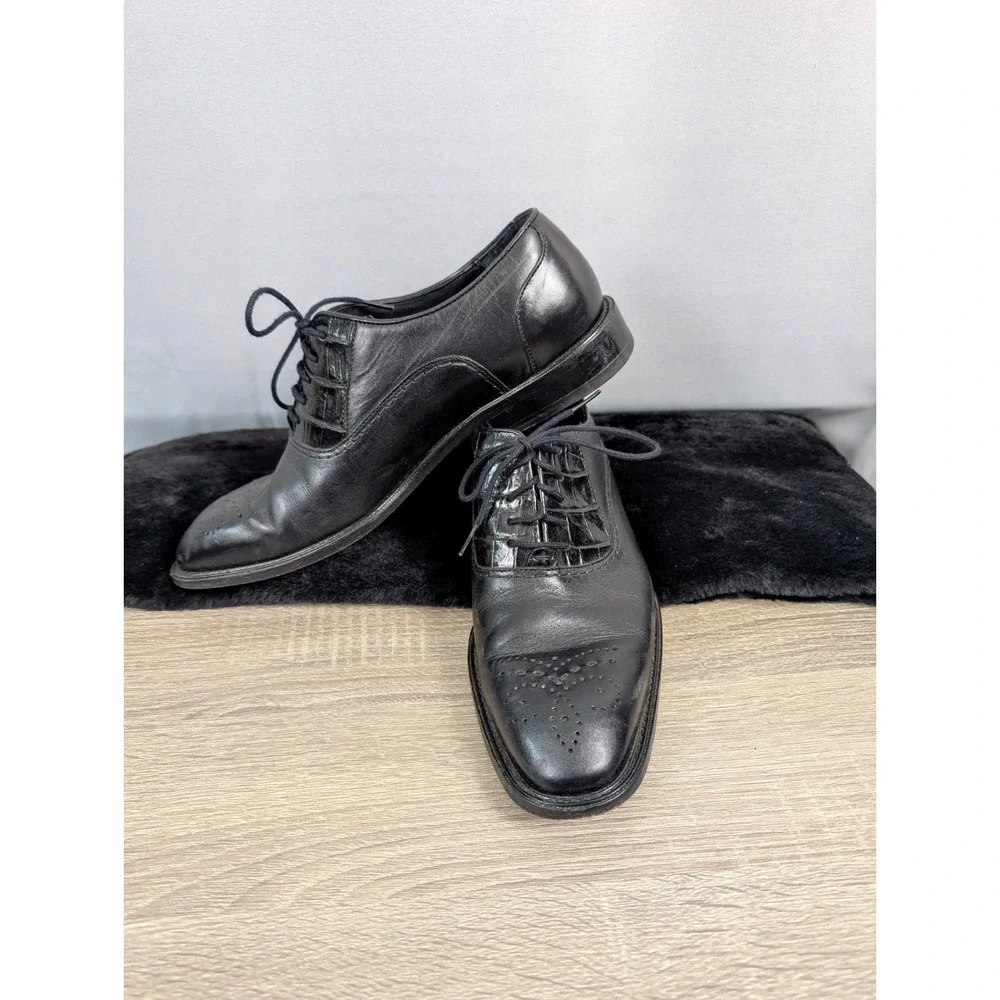 Studio Belvedere Oxford‎ Shoes Mens 8 Black Alligator